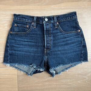 Levi's 501 Cutoff Dark Denim Button Fly Jean Shorts sz 28